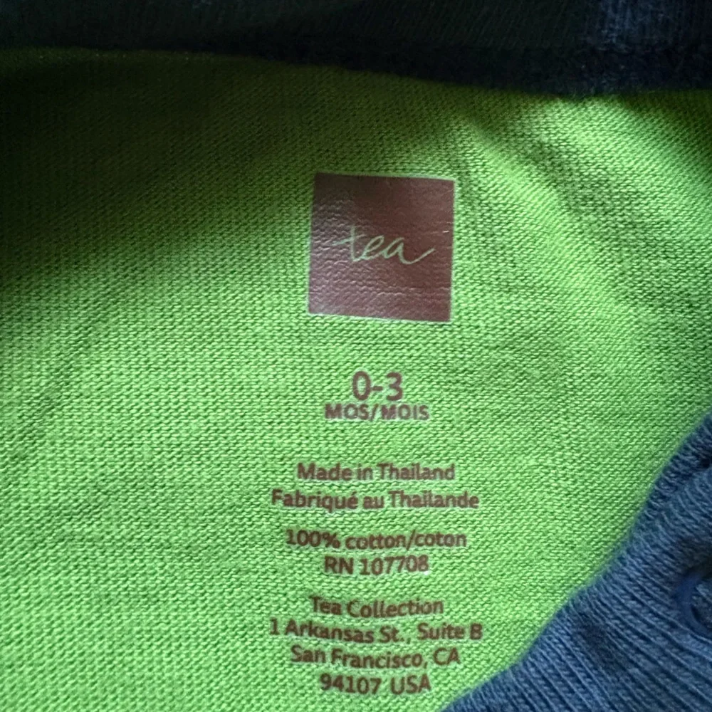 Tea Collection Infant Boys Green Blue Short Sleeve One Piece Size 0-3 Months NWT